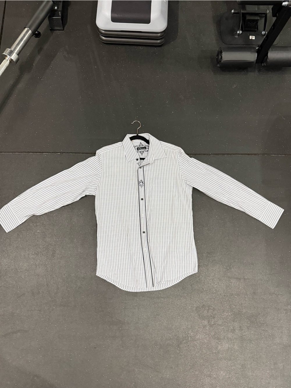 7 Diamonds Striped Dress Shirt in White and Navy